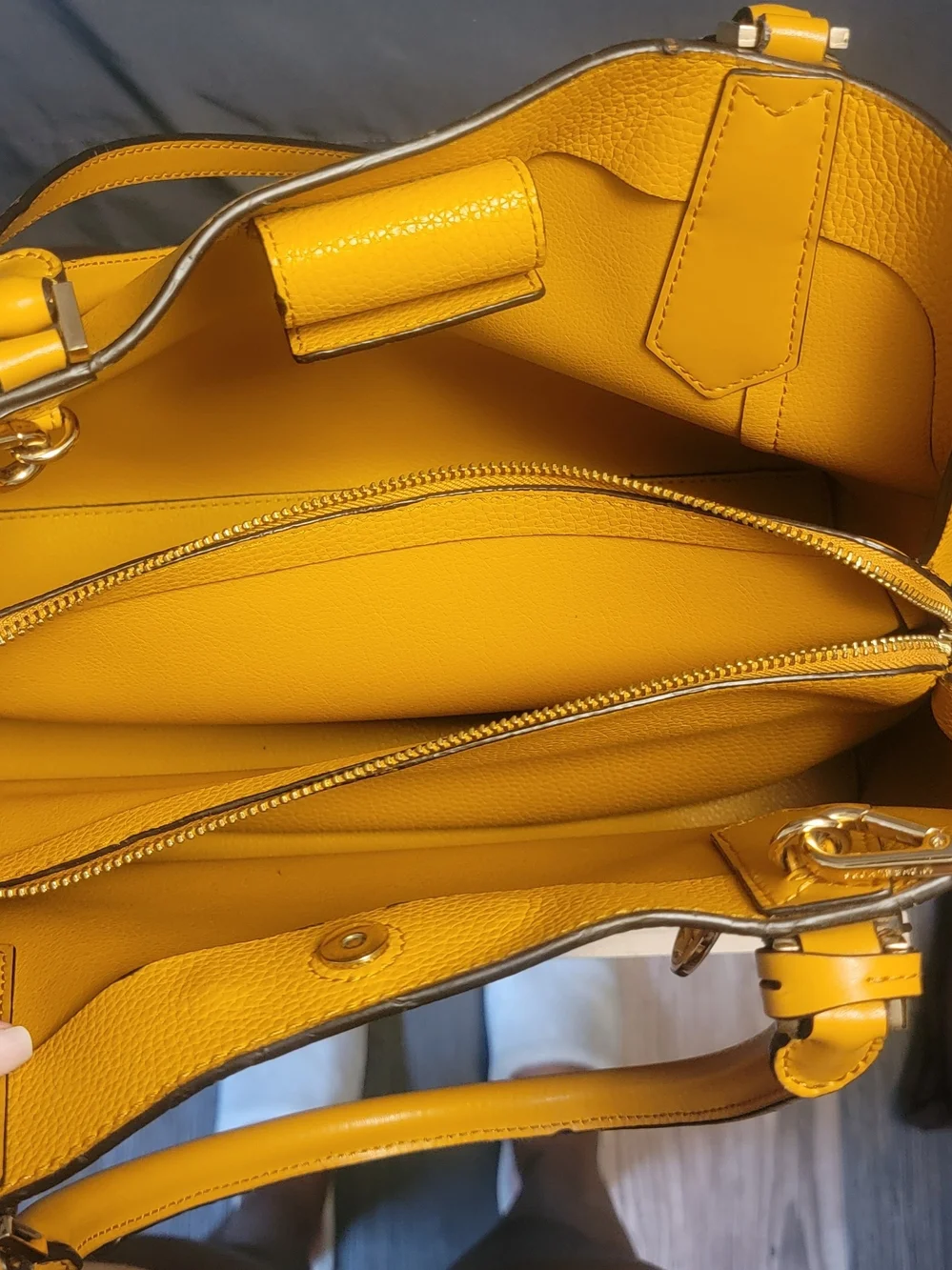 Michael Kors KIMBERLY Yellow Pebbled Leather Satchel